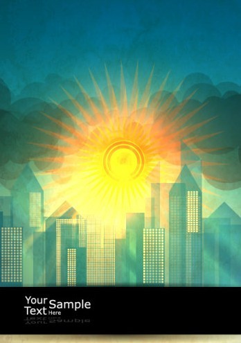 Vector Blank Brochure Cover Template with Sunrise 03
