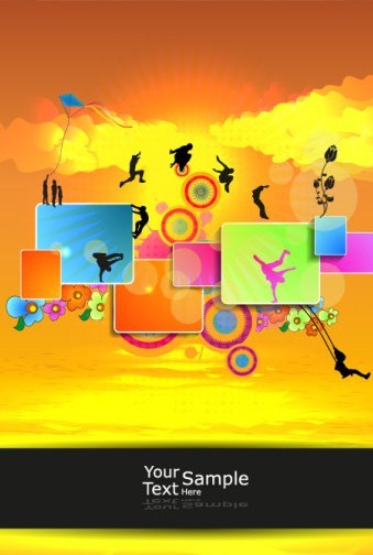 Vector Blank Brochure Cover Template with Sunrise 04