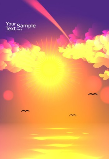 Vector Blank Brochure Cover Template with Sunrise 05
