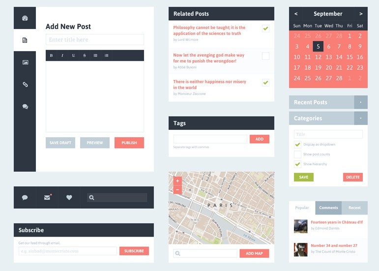 Simple Blog UI Kit PSD