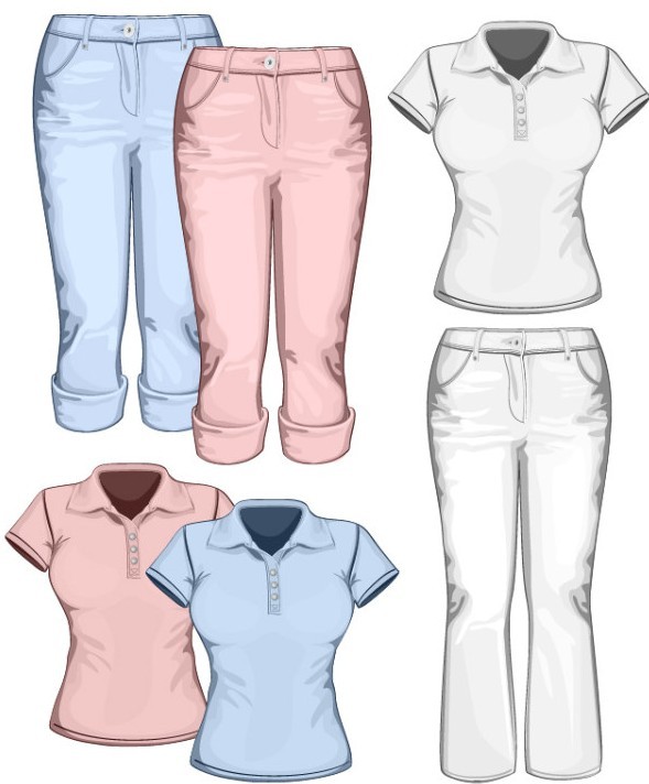 Women Jeans and Polo Shirt Vector Mockup