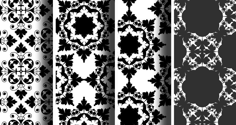 4 Black and White Vector Ornament Patterns