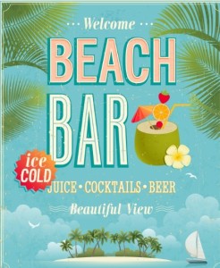 Retro Beach Bar Poster Vector Template 01