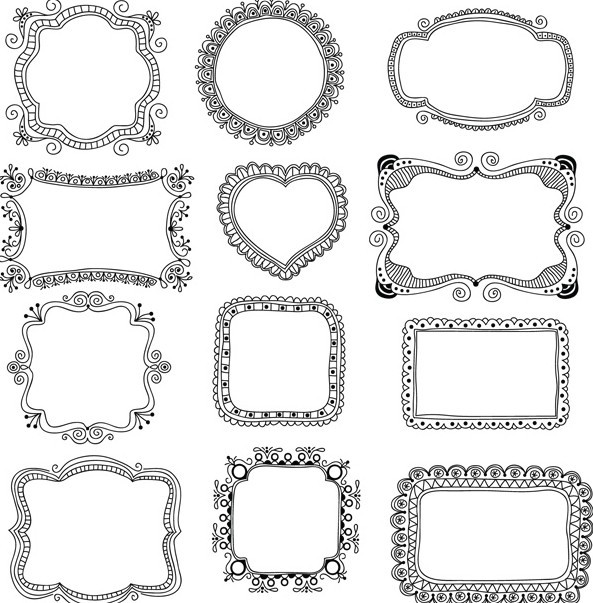 Vector Simple Floral Pattern Frames 01