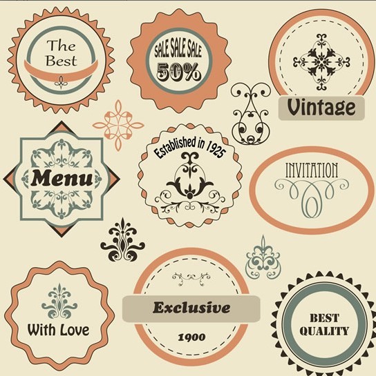 Vector Vintage Pattern Decoration Stickers