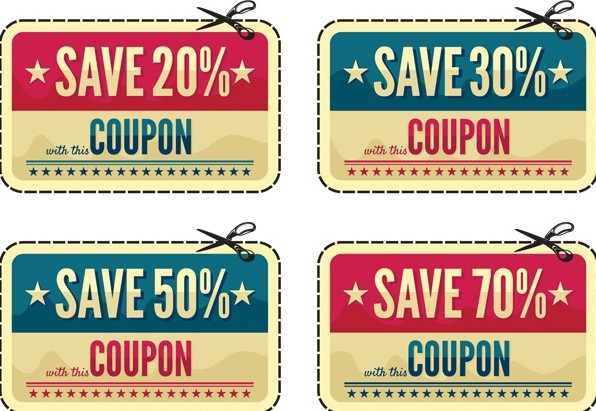 Vintage Coupon & Discount Labels Vector