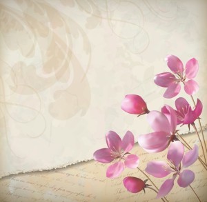 Vector Elegant Pink Flowers with Parchment Background 01