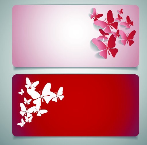 Vector Sleek Banners with Butterfly Background 02