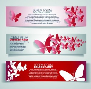 Vector Sleek Banners with Butterfly Background 03