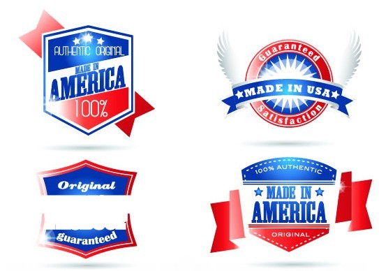 Red and Blue Made In USA Labels Vector