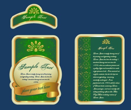 Set Of Green Gold Labels Vector