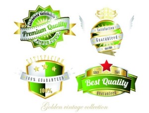 Set Of Green Golden Vintage Labels Vector