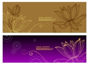 Set Of Hand-Painted Line Drawing Flower Background Vector