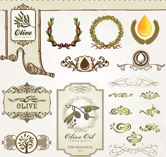 Vintage Vetor Olive Oil Design Elements
