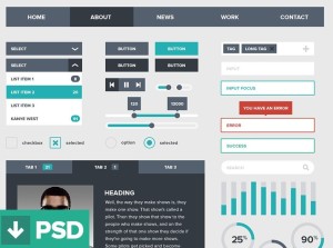 Dark and Green Flat Style Web UI Kit PSD