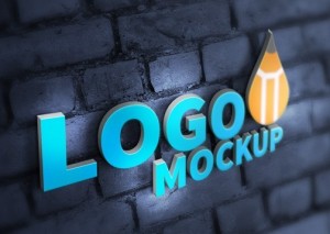 Realistic 3D Logo PSD Mockup