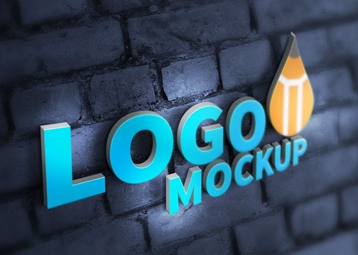 Realistic 3D Logo PSD Mockup