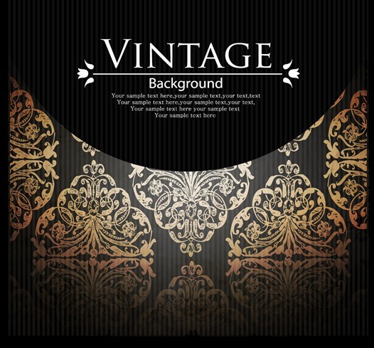 Vintage Golden Floral Pattern Vector Background 01