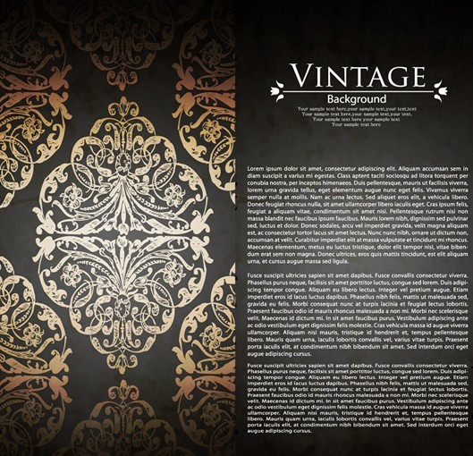 Vintage Golden Floral Pattern Vector Background 02