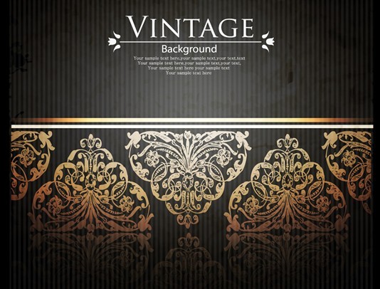 Vintage Golden Floral Pattern Vector Background 04