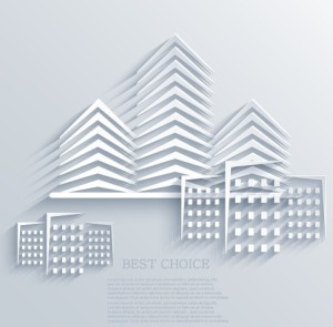 3D Abstract Building Background Vector