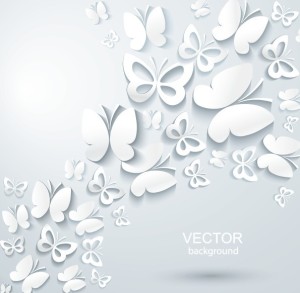 3D White Butterfly Background Vector 01
