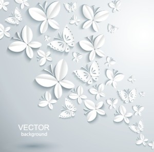 3D White Butterfly Background Vector 02