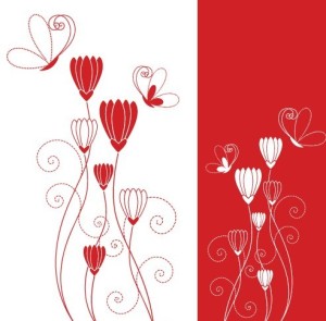 Vector Abstract Red & White Flowers 01