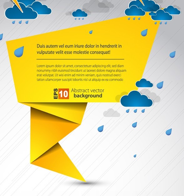 Abstract Origami Text Background with Clouds and Rainfall 01