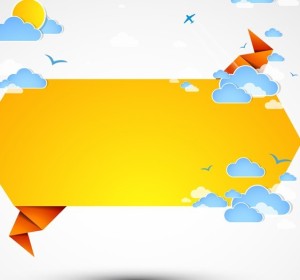 Abstract Origami Text Background with Clouds and Rainfall 02