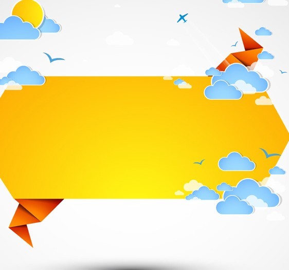 Abstract Origami Text Background with Clouds and Rainfall 02