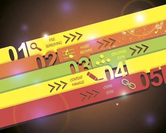 Colored Paper Banners with Numbers Vector 01