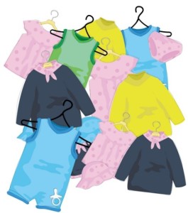 Cute Children's Clothing On hangers Vector 01