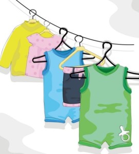 Cute Children's Clothing On hangers Vector 02
