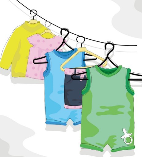 Cute Children's Clothing On hangers Vector 02
