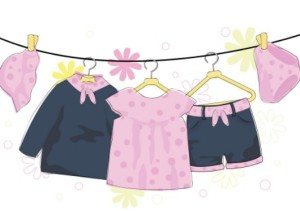 Cute Children's Clothing On hangers Vector 03