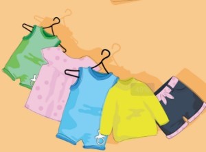 Cute Children's Clothing On hangers Vector 05