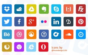 Flat Style Social Icons PSD