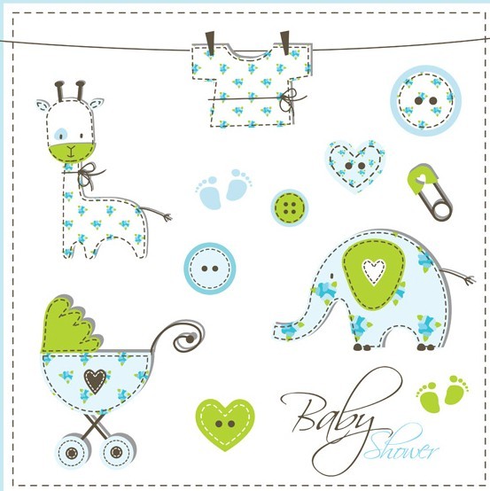 Lovely Baby Shower Elements Vector Illustration 03