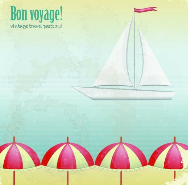 Vector Vintage Travel Postcard Elements For Summer Holiday 02