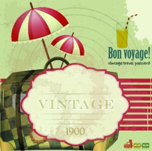 Vector Vintage Travel Postcard Elements For Summer Holiday 03