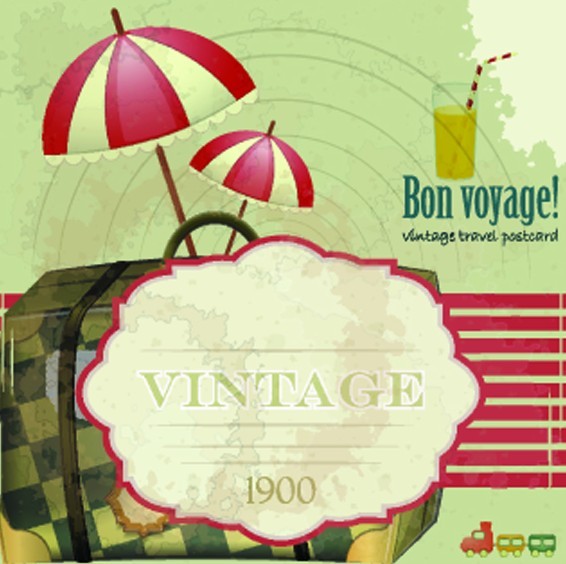 Vector Vintage Travel Postcard Elements For Summer Holiday 03