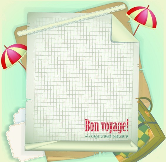Vector Vintage Travel Postcard Elements For Summer Holiday 04