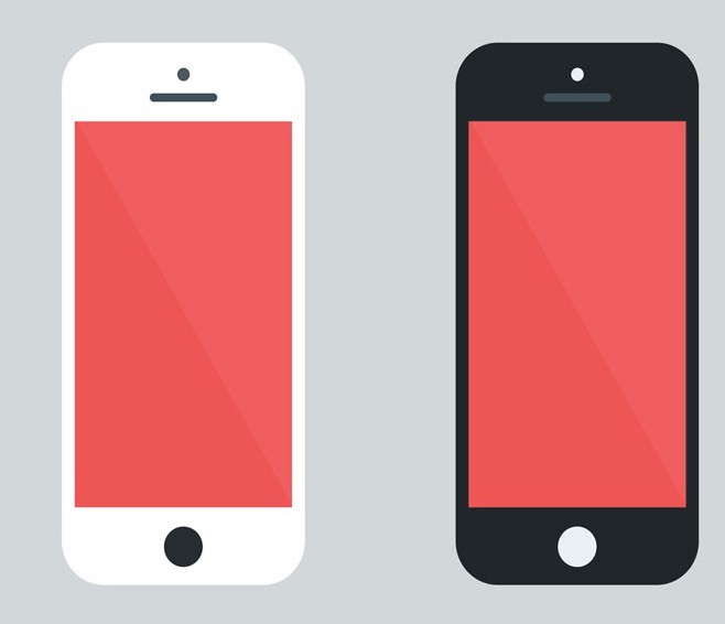 Flat Style White and Black iPhone PSD Mockup