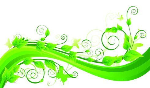 Fresh Green Floral Background Vector 03