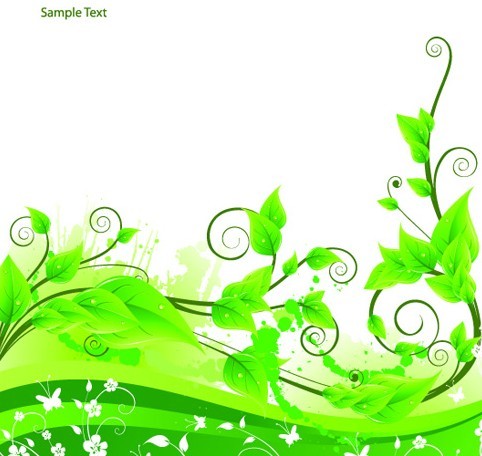 Fresh Green Floral Background Vector 04