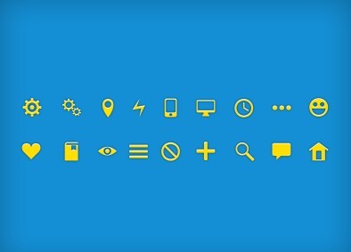 18 Mini Glyph Icons PSD