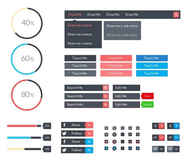 Featherweight - Retina Ready Vector Flat Web UI Kit