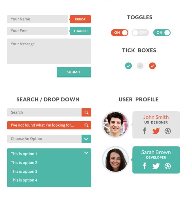 Fully Scalable Flat UI Elements PSD