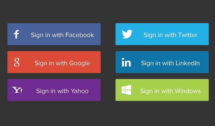 Flat Social Sign In Buttons PSD